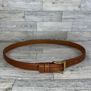 Coach Belt Men’s Size 34 Tan Leather Handcrafted Solid Brass USA 2111